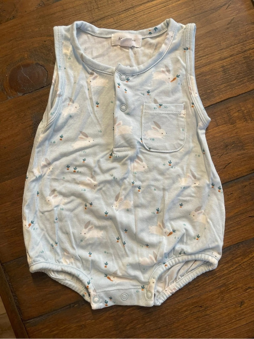 Angel Dear Light Blue Bunny Print Sleeveless One-Piece